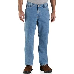 Carhartt Mens Carpenter Cargo Jeans Size 34 x 34 in Blue Denim Work Original Fit